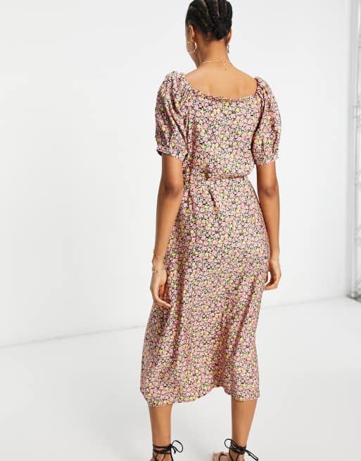 Vero Moda – Småblommig maxiklänning med hjärtformad halsringning, 2 av 4