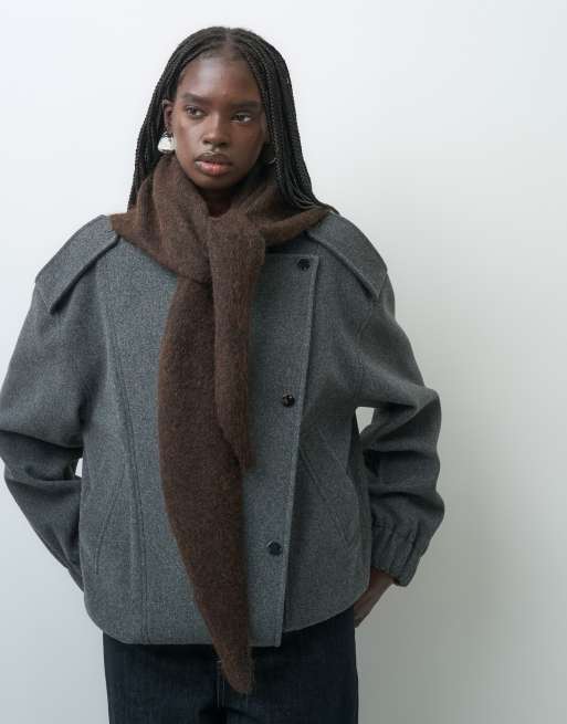 Vero Moda small triangle scarf in chocolate brown, 3 of 3