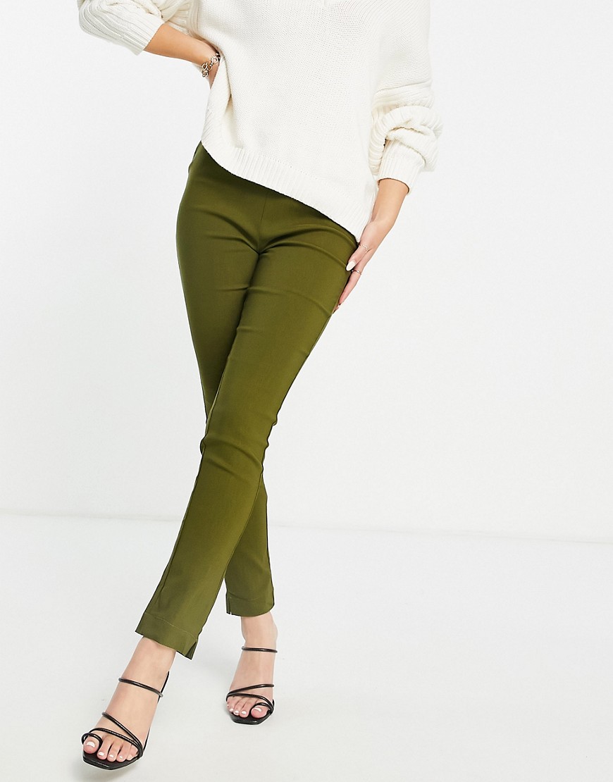 Vero Moda - Smalle broek met hoge taille in khaki-Groen