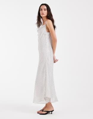 Vero Moda Smilla Chiffon Cowl Neck Cami Midi Dress In White
