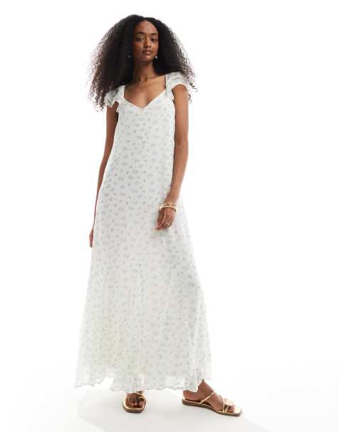 Vero Moda – Smilla – Knöchellanges Kleid in Blau mit Blümchenmuster und Flatterärmeln - view 1