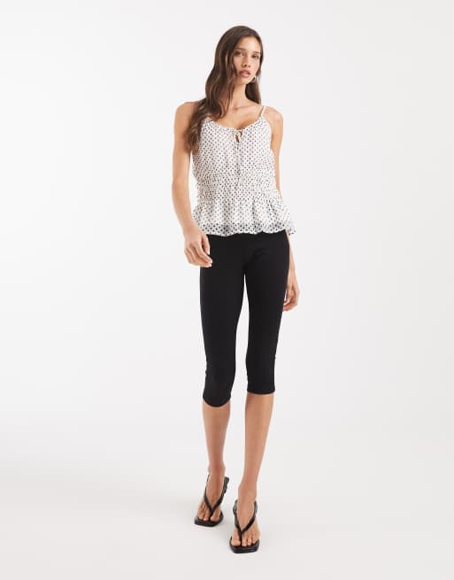 Vero Moda - Smilla - Top blanco de tirantes con estampado de lunares negros y cinturilla elástica de chifón, 2 de 4