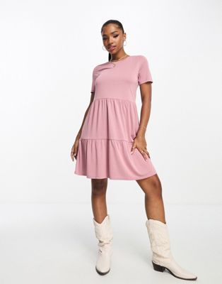 Vero Moda smock mini dress in dusty rose - ASOS Price Checker