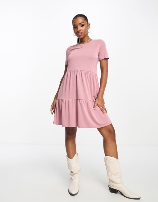 Vero Moda - Smock-minikjole i støvet rosa