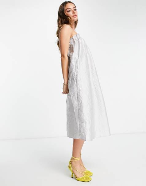 Vero Moda smock top cami midi dress in silver sheen - view 1