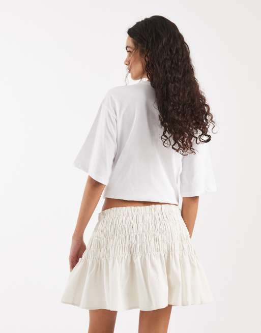 Vero Moda smock waist mini skirt in white, 5 of 5