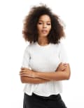 [Vero Moda] Vero Moda smocked short sleeved t-shirt in white XS Snow White