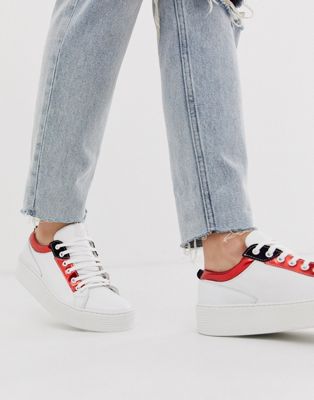 Vero Moda – Sneakers i äkta läder med metallic-detalj-Vit