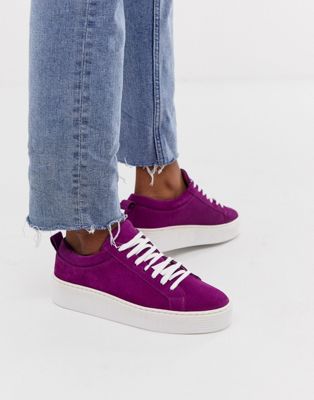 Vero Moda – Sneakers i läder-Röd