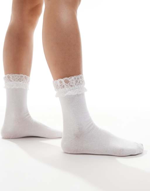 DIVINA VITAE Rüschen Socken Für Mädchen – 3 Paar Weiße Spitzen-Söckchen, Prinzessinnen-Look, Größe 6–10 Jahre (17–19 Cm)