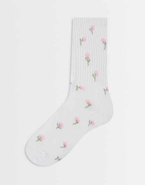 Vero Moda – Socken mit rosa Blumenmuster - view 1