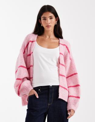 Vero Moda Soft Blouson Sleeve Edge To Edge Cardigan In Pink