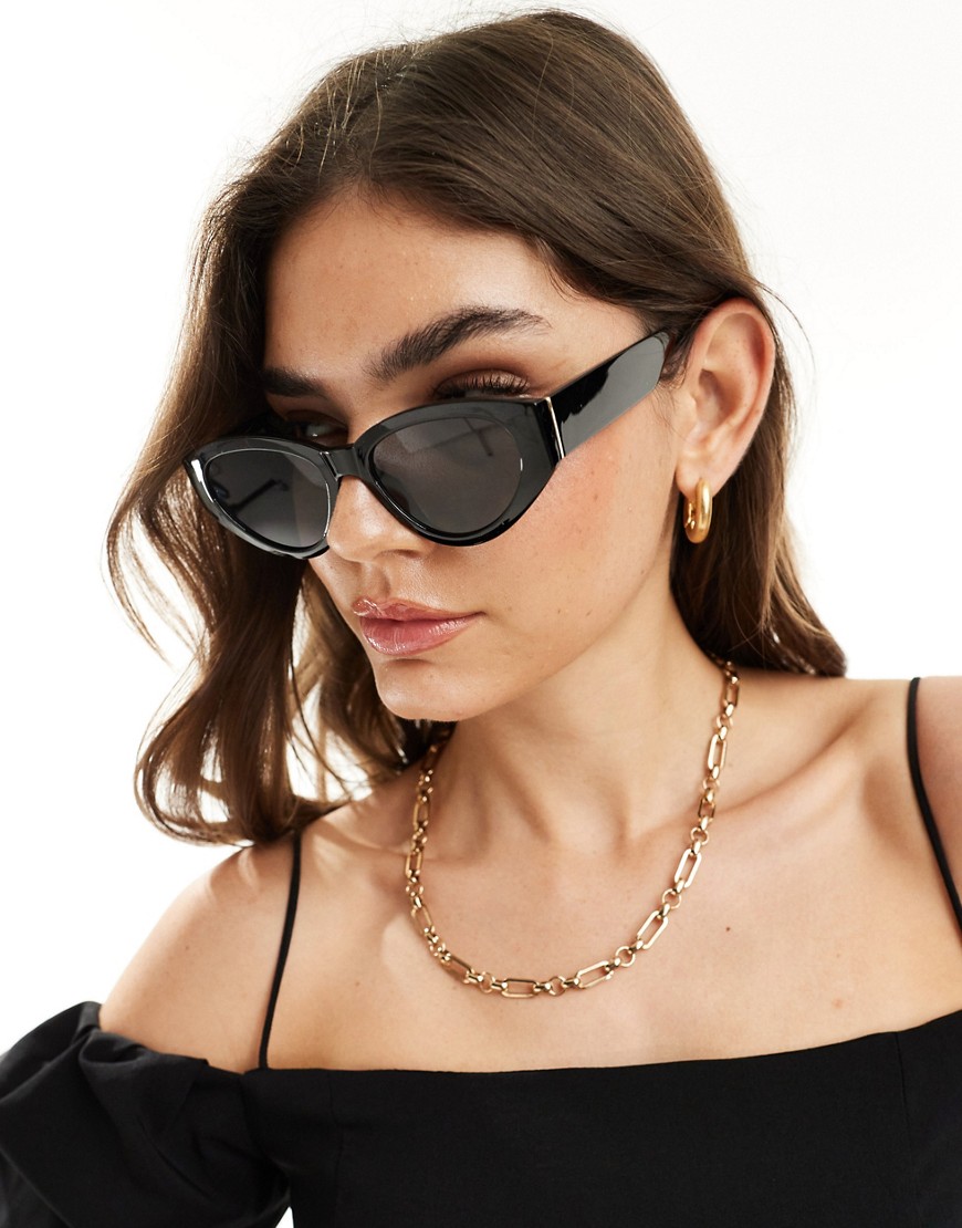 Vero Moda soft cat eye chunky lens sunglasses in black