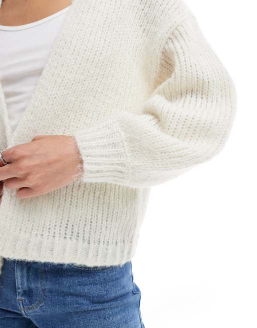 Vero Moda soft fluffy knit edge to edge cardigan in cream | ASOS