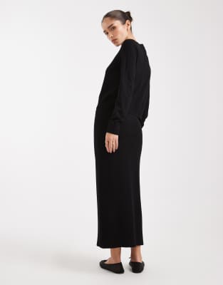 Vero Moda Soft Knit Midi Skirt In Black