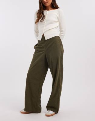 Vero Moda Soft Mini Cord Wide Leg Pull-on Pants In Green