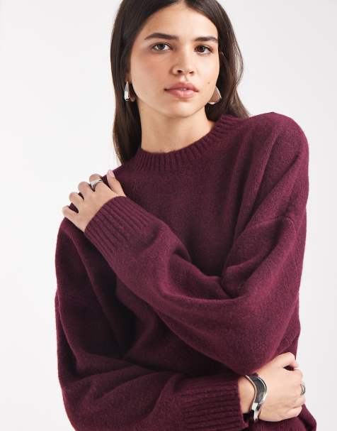 Vero Moda soft o-neck jumper in burgundy - view 1