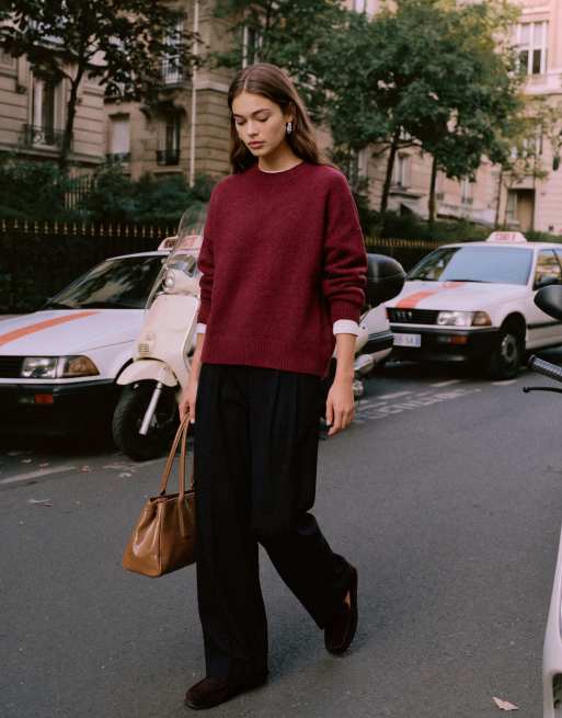 Vero Moda soft o-neck jumper in burgundy , 2 of 5