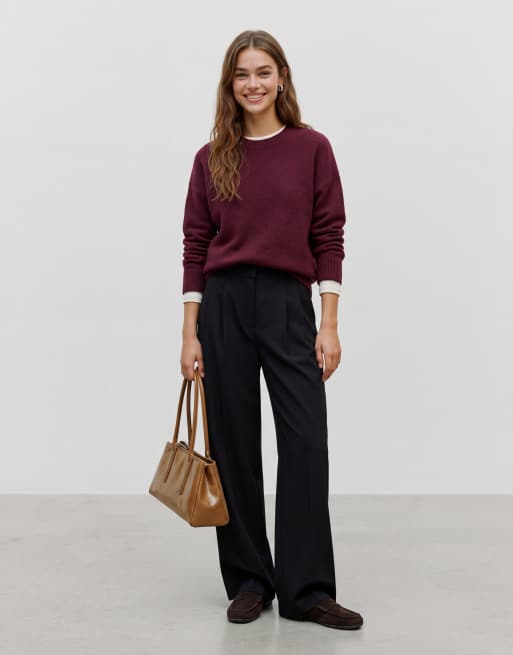 Vero Moda soft o-neck jumper in burgundy , 3 of 5