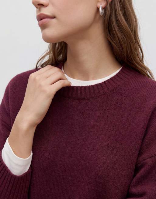 Vero Moda soft o-neck jumper in burgundy , 4 of 5