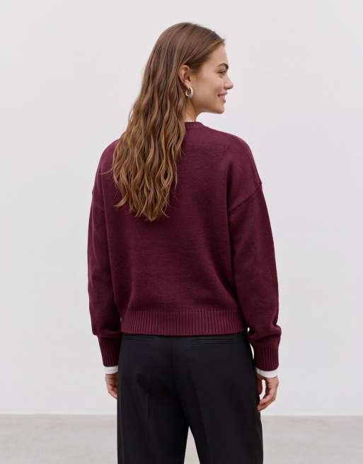 Vero Moda soft o-neck jumper in burgundy , 5 of 5