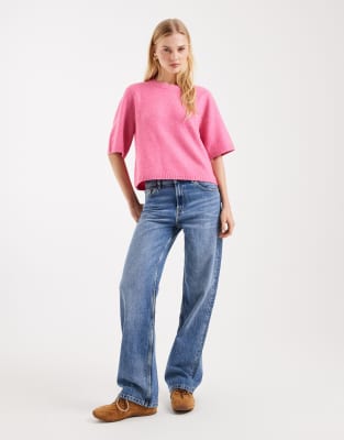 Vero Moda Soft O-neck Oversized Boxy Knit T-shirt In Multi