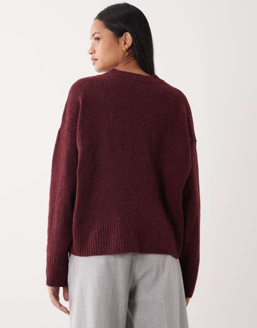 Vero Moda soft o-neck sweater in burgundy, 4 of 4