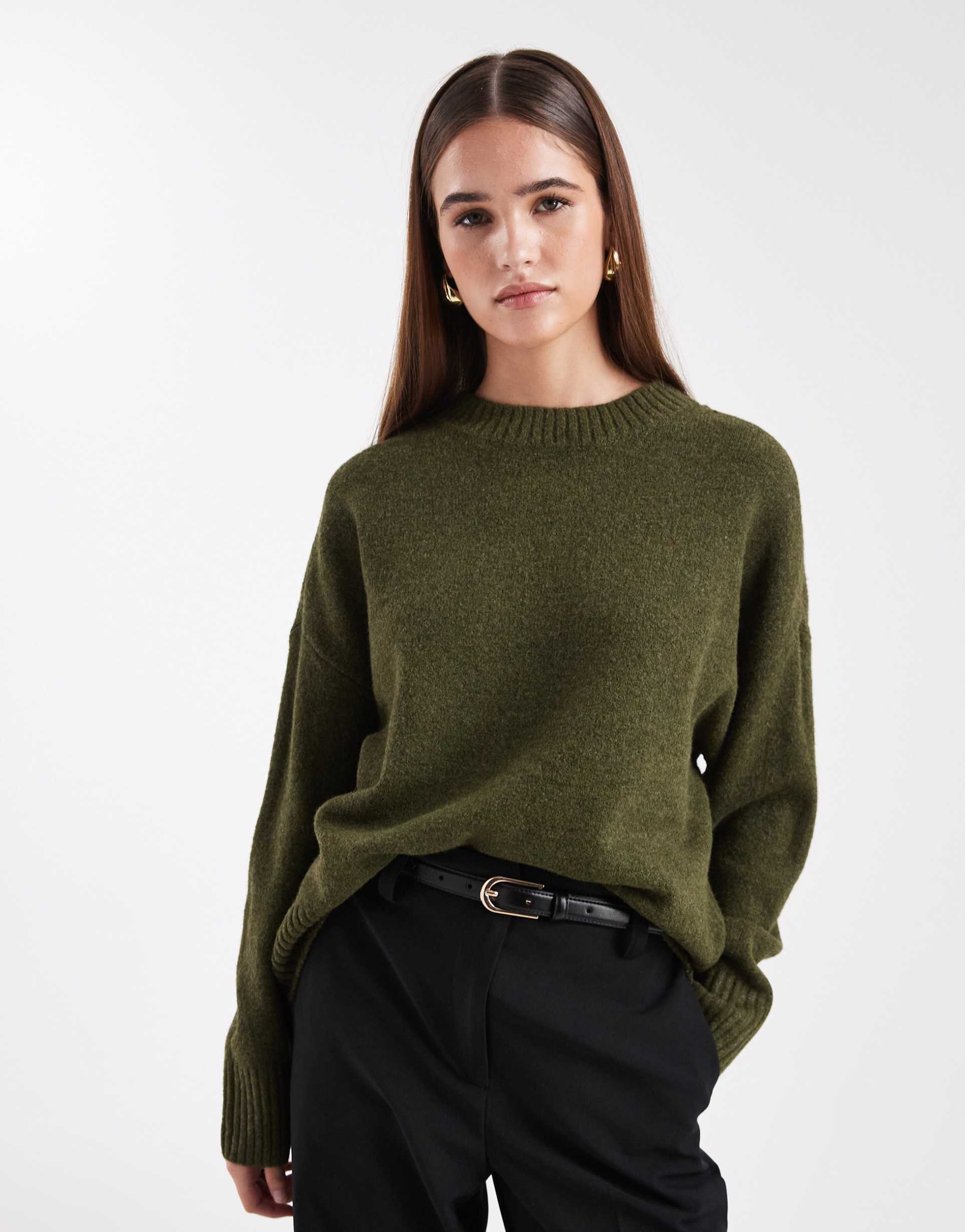 vero moda soft o-neck sweater in grape leaf