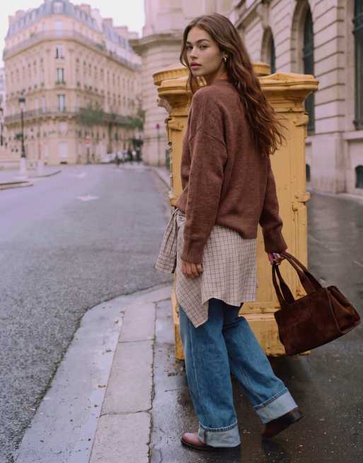 Vero Moda soft o-neck sweater in warm brown, 2 of 4