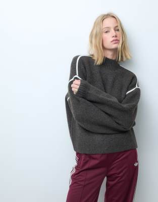 Vero Moda Soft O-neck Sweater With Contrast Piping In Brown
