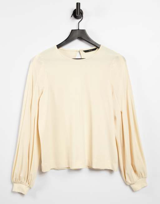 Vero Moda soft sweatshirt with volume sleeves in cream