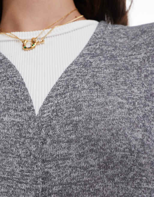 Vero Moda soft throw on longline cardigan in medium grey melange, 2 of 4