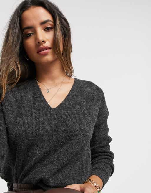 Dark grey v neck jumper sale