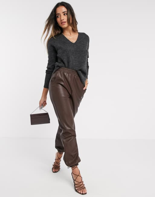 Vero moda leather shops trousers