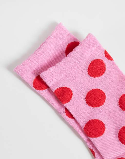 Vero Moda sokker med prikker i pink med lyserøde prikker, 3 af 3