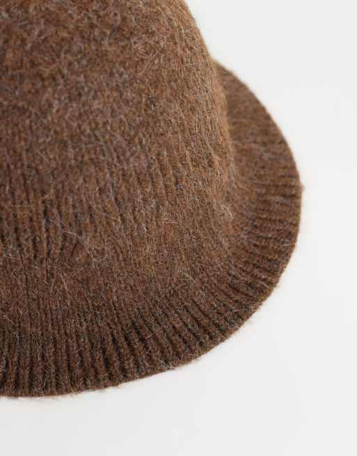 Vero Moda sombrero de pescador de punto en marrón claro, 2 de 3