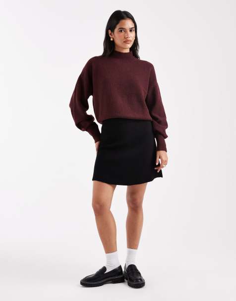 Vero Moda - Sort flagrende mininederdel i strik - view 1