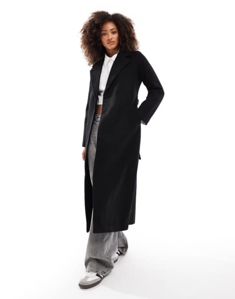 Vero Moda - Sort maxi-frakke med bælte - view 1