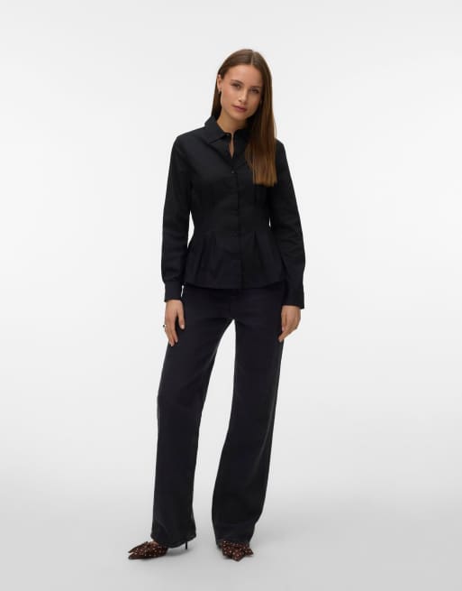 Vero Moda - Sort skjorte i poplin, 3 af 4