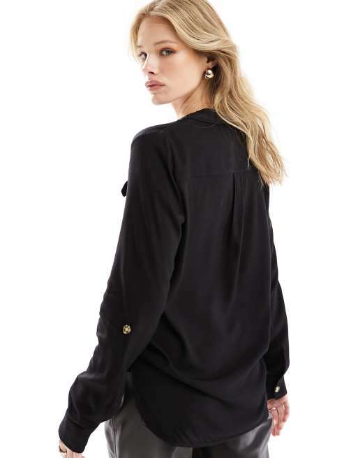 Vero Moda - Sort skjorte med knapper og lommedetalje, 2 af 4