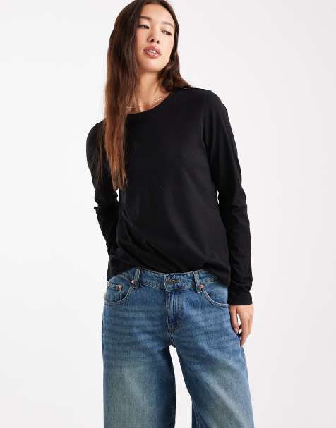 Vero Moda - Sort T-shirt med lange ærmer i afslappet pasform - view 1