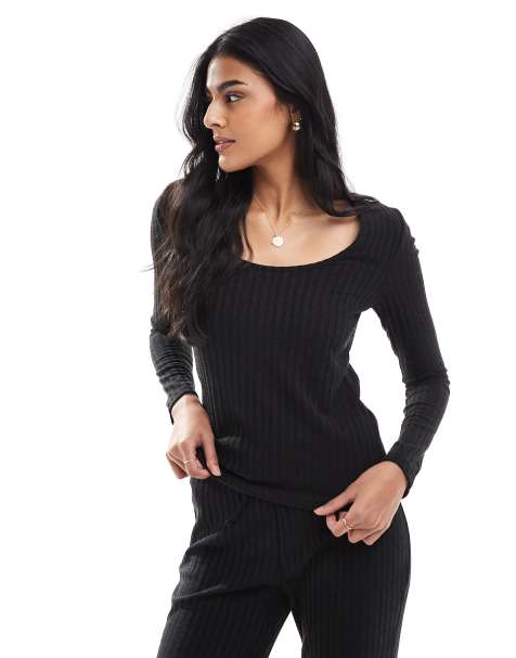 Vero Moda - Sort top med 2 funktioner i ribstrikket jersey - Del af sæt - view 1