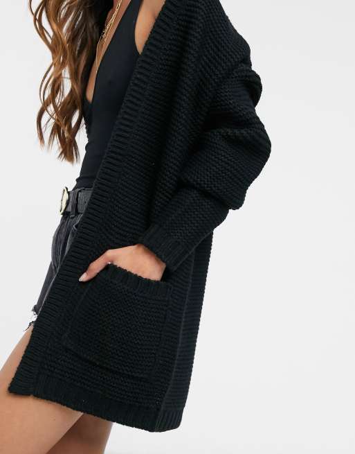 Vero Moda - Sort vaffelstrikket cardigan med lommer, 3 af 4