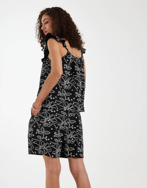 Vero Moda - Sorte og cremehvide vævede shorts med høj talje og blomstermønster - Del af sæt , 4 af 5