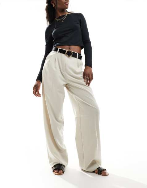 Vero Moda wide leg dad trousers in silver lining