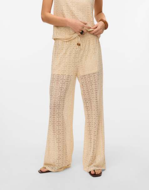 Vero Moda – Spodnie z szerokimi nogawkami, w kolorze neutralnym - view 1