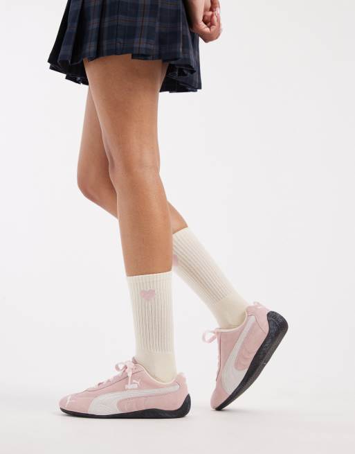 Vero Moda - Sportieve geribbelde sokken met hartmotief in crème en roze, 3 van 3
