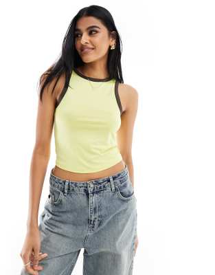 Vero Moda - Sportliches Tanktop in Gelb mit Kontrast-Besatz