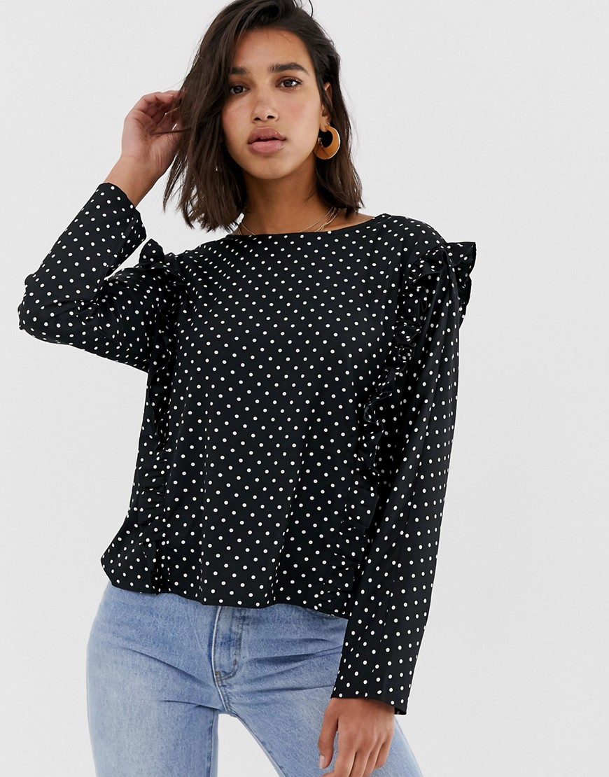 Vero Moda spot blouse with flutter panels-Multi
