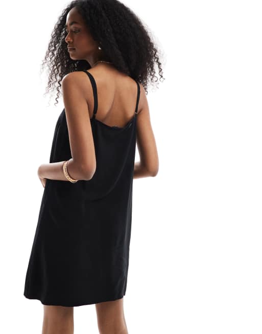 Vero Moda square neck cami mini dress in black, 4 of 4